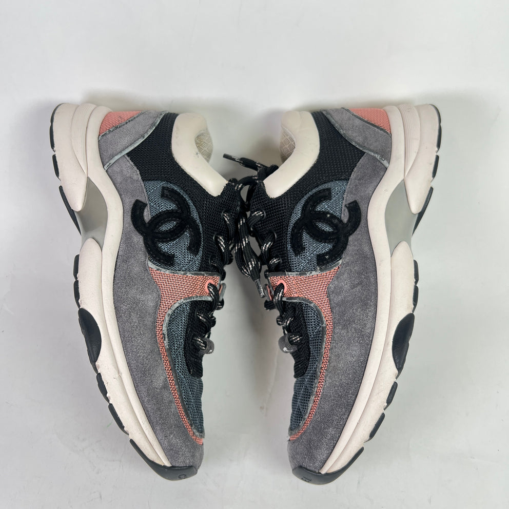 Chanel Grey/Pink Interlocking CC Runners