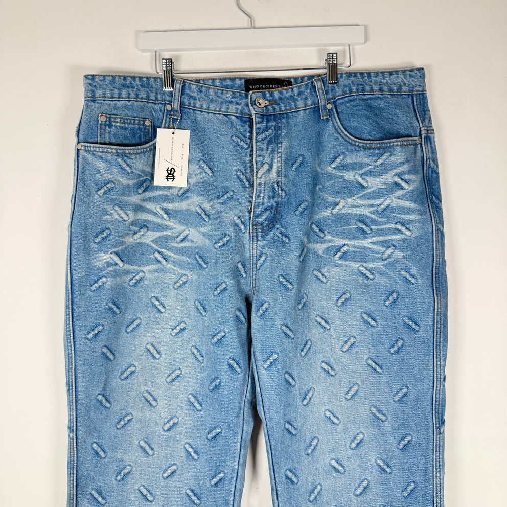 Who Decides War Blue 'Thread Plate' Denim Jeans Size 40