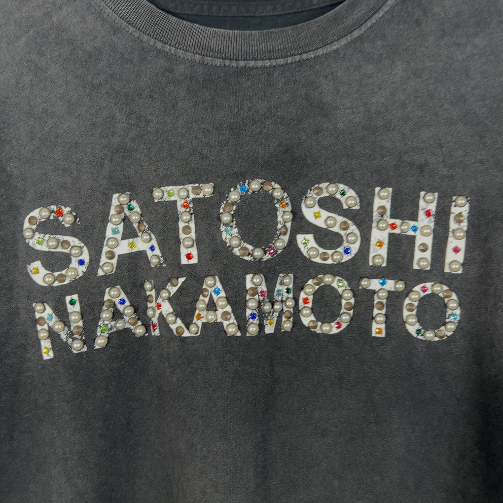 Satoshi Nakamoto Studded Spell Out Logo T-Shirt