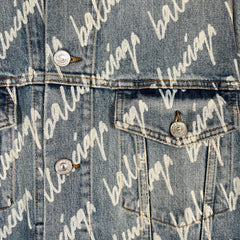 Balenciaga All Over Script Jean Jacket Size XL