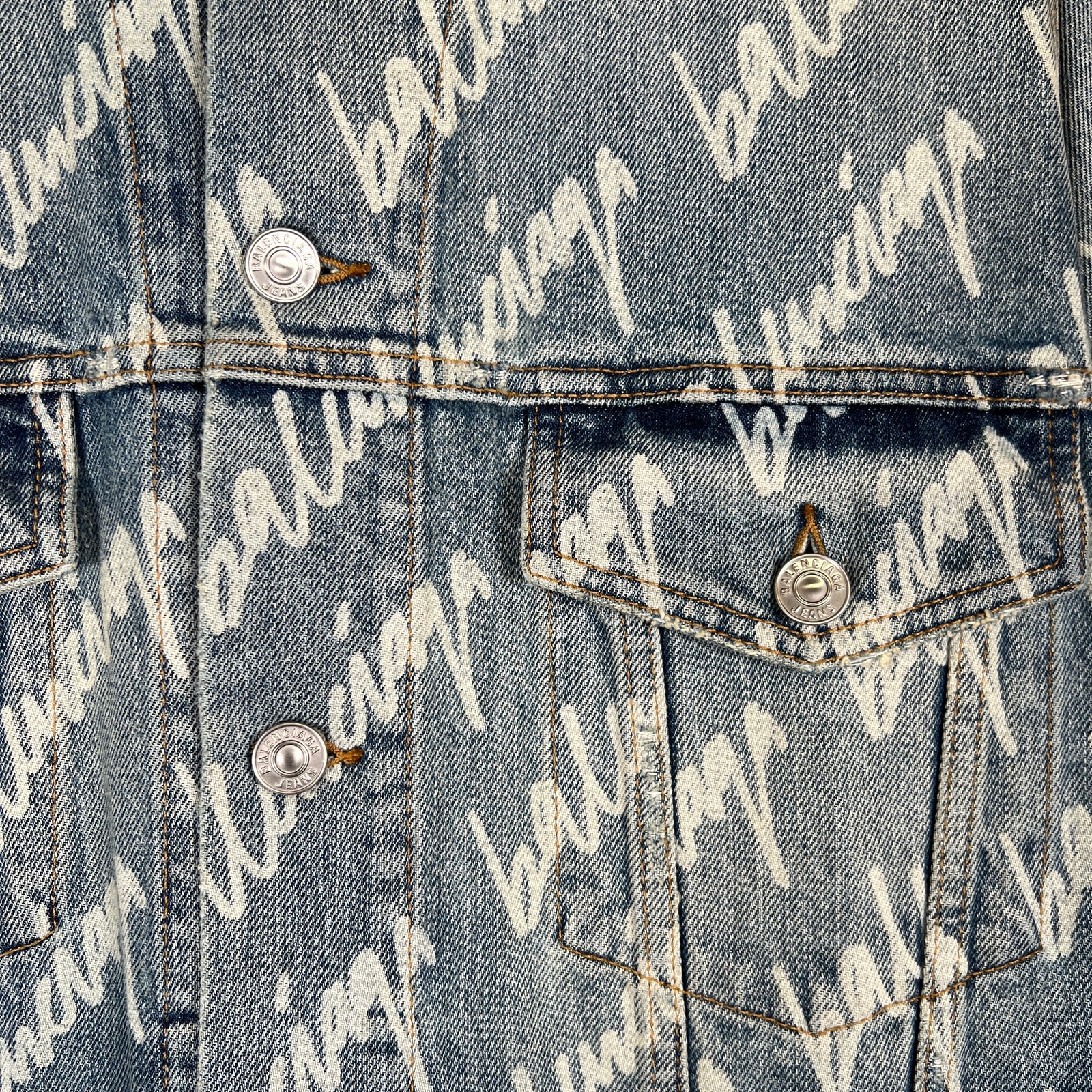 Balenciaga All Over Script Jean Jacket Size XL