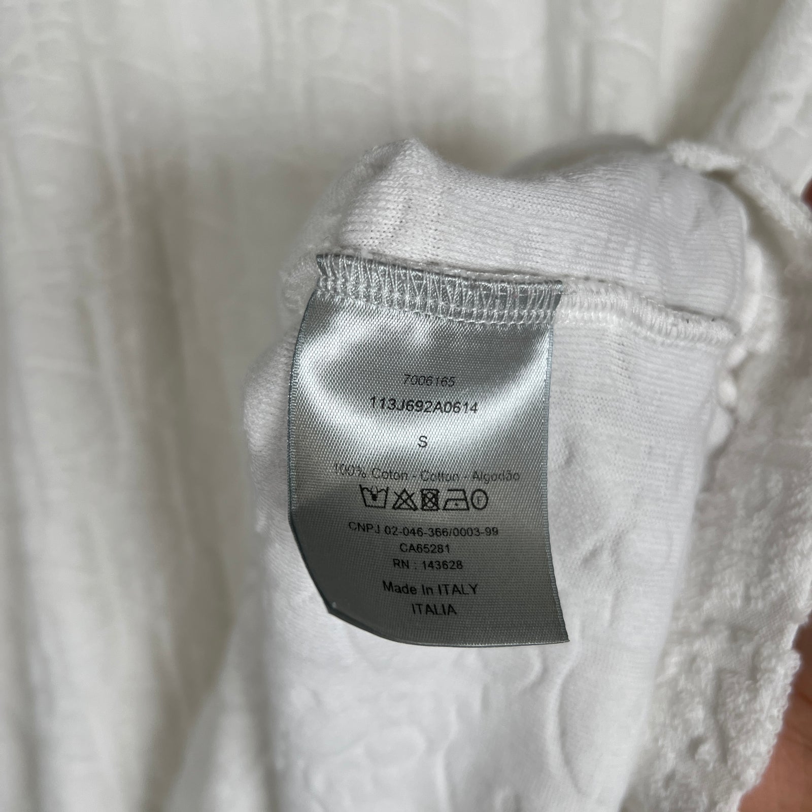 Dior White Oblique Towel Tee Size S