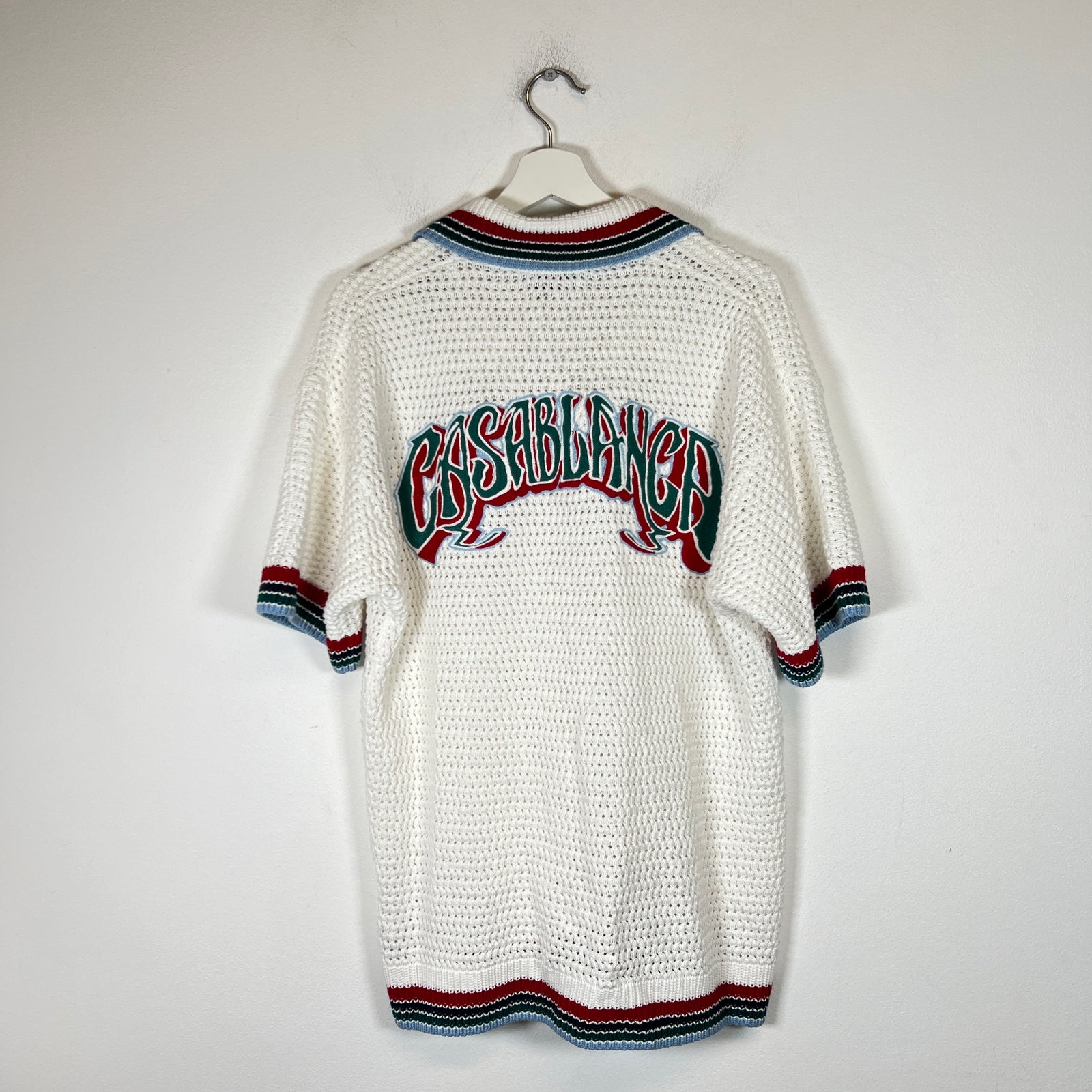 Casablanca White Sporty Faux Crochet Shirt Size XS
