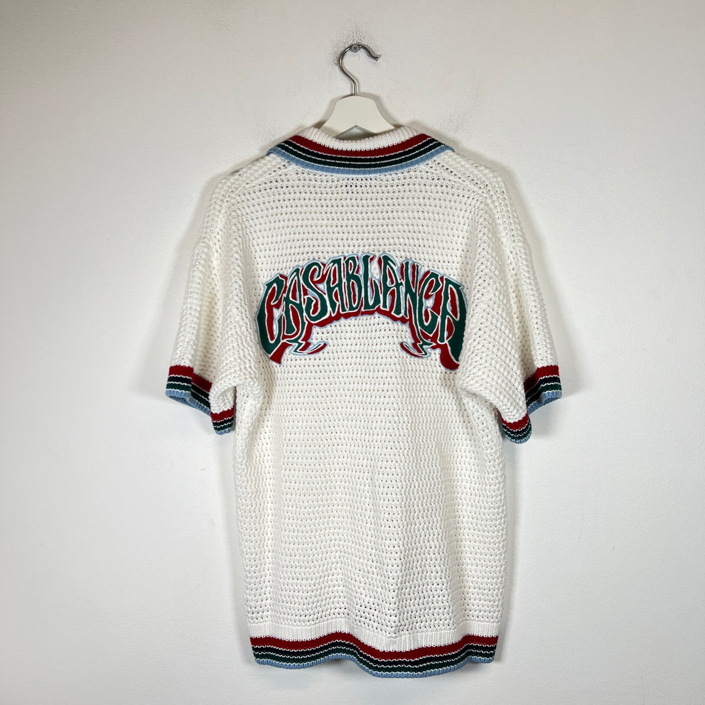 Casablanca White Sporty Faux Crochet Shirt Size XS