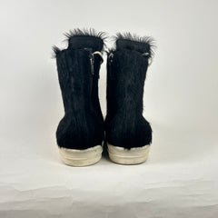 Rick Owens Black Pony Hair High Top Ramones Size 46