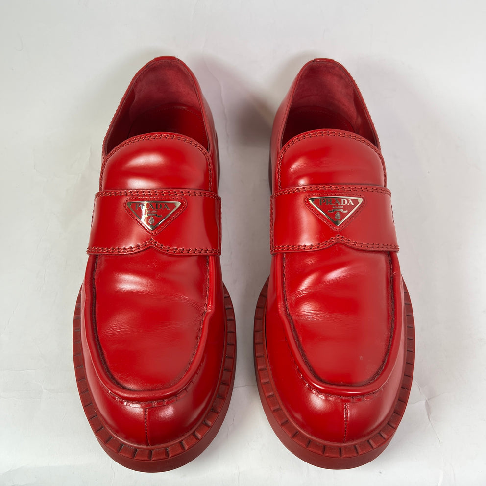 Prada Red Chocolate Loafers