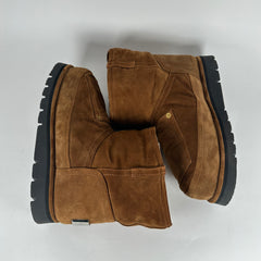 Acne Studios Brown Shearling Leather Cargo Boot Size 42