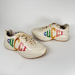 Gucci Rainbow Logo Cream Rython Sneaker Size GG 8.5