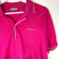 Dior Pink Cursive Logo Polo Shirt Size L