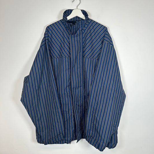 Balenciaga Navy Striped Padded Light Parka Size 54