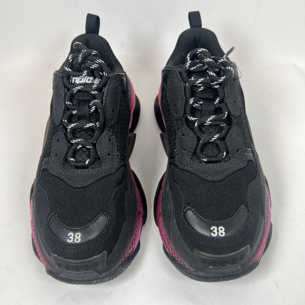 Balenciaga Black/Pink Triple S Sneaker Size 38