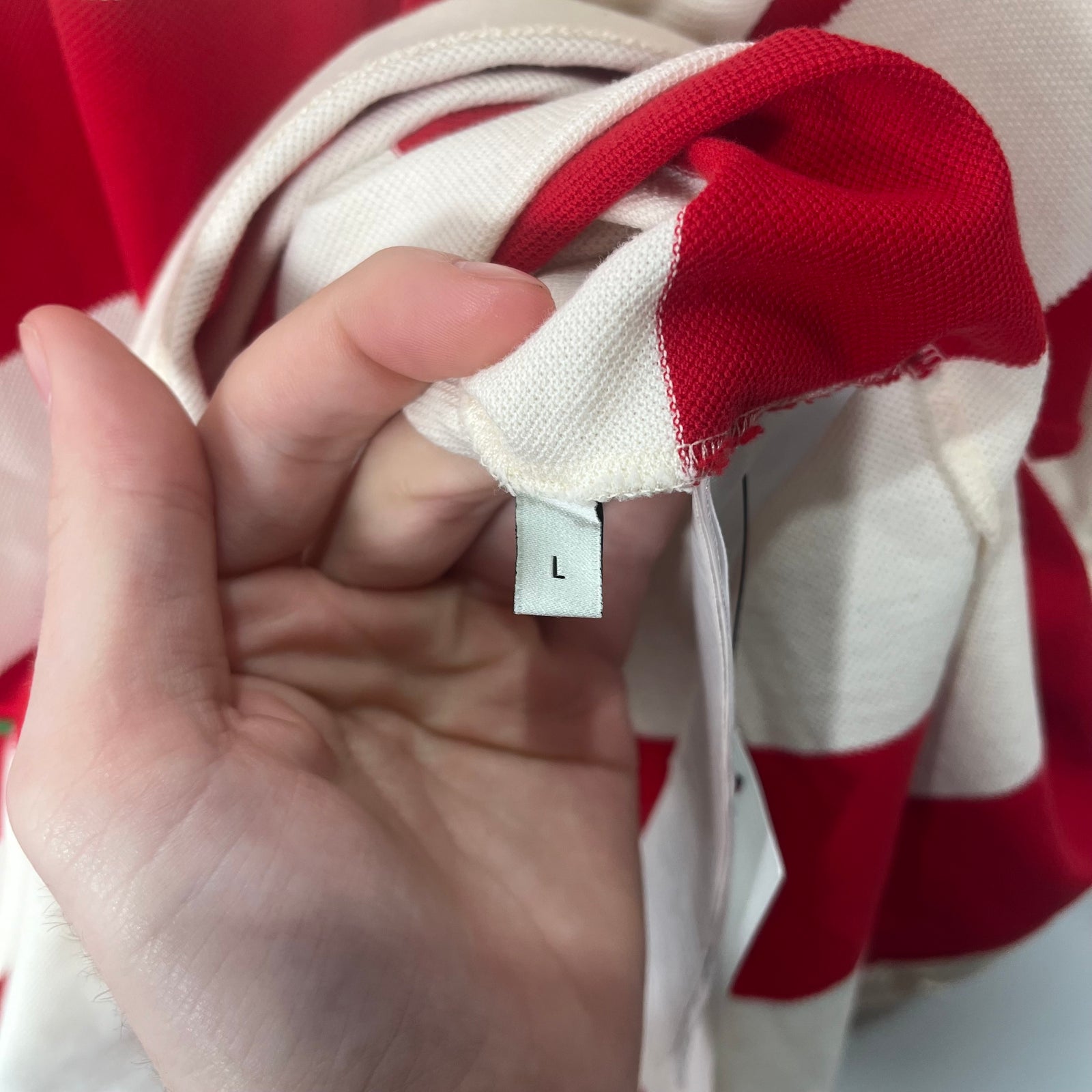 Gucci Red Stripe Logo Polo Shirt Size L