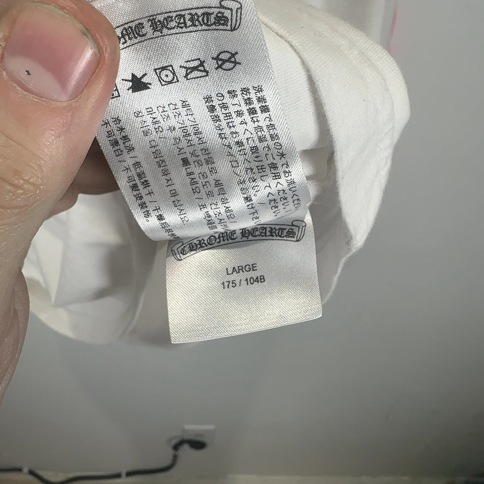 Chrome Hearts White/Pink Logo Long-Sleeve Shirt Size L