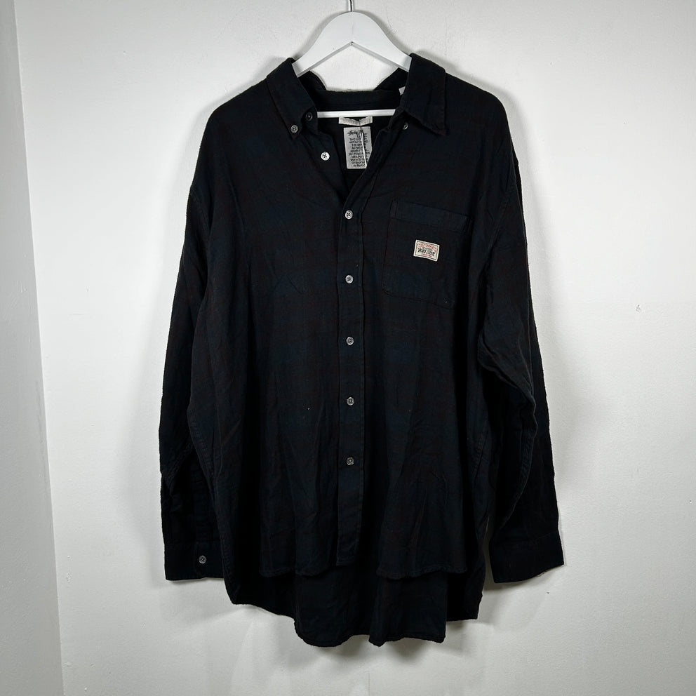 Our Legacy x Stussy Navy 'Workshop' Plaid Flannel Size L