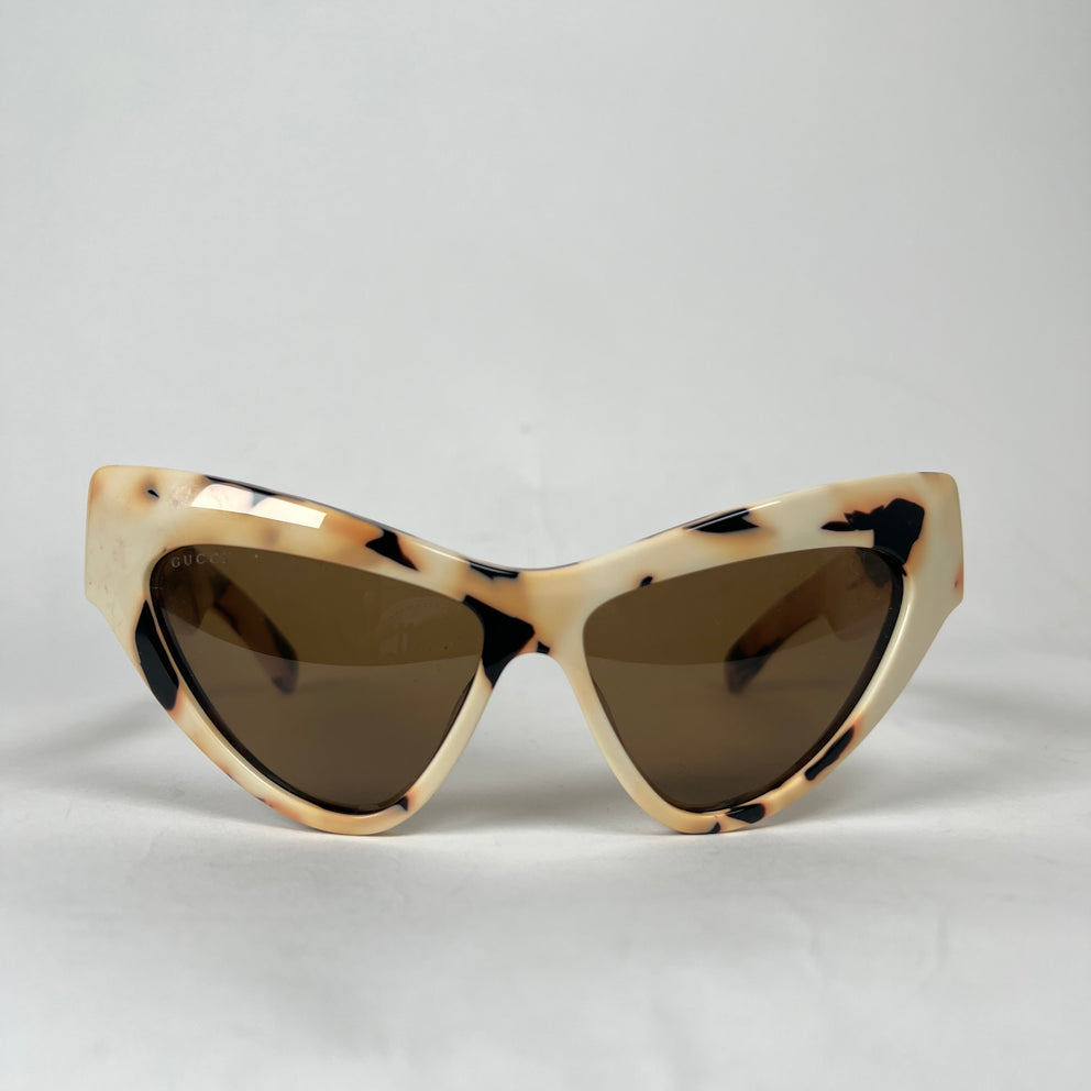 Gucci Ivory/Brown Abstract Print Sunglasses