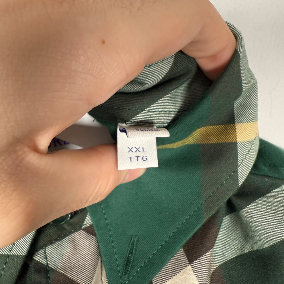 Burberry Green Plaid Button-Up T-Shirt Size XXL