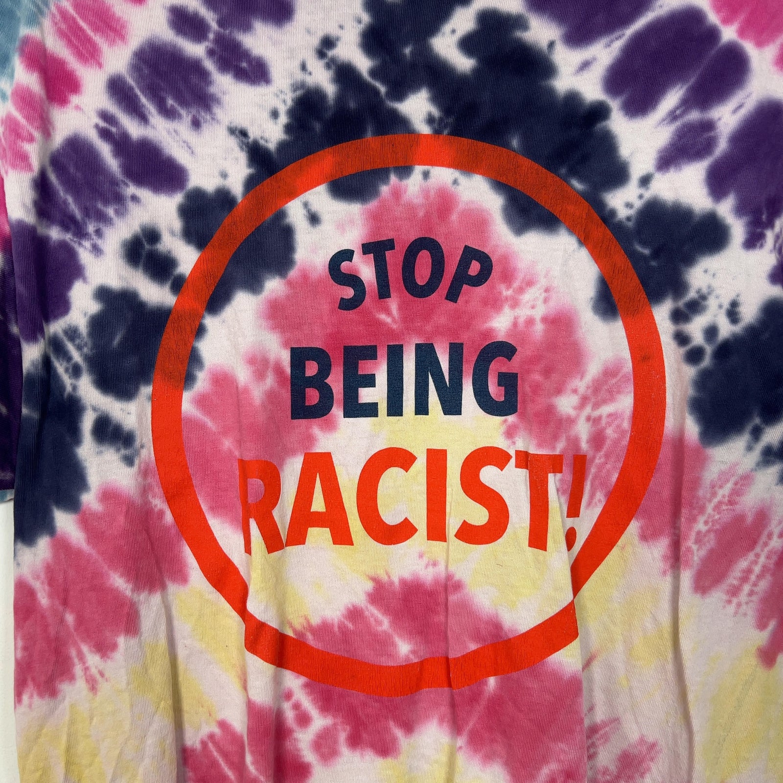 Gallery Dept 'Stop Being Racist' Graphic Tye Dye T-Shirt
