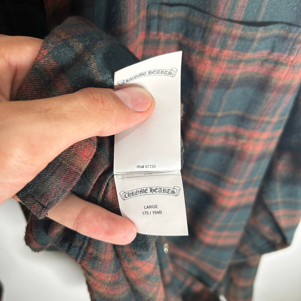 Chrome Hearts Brown/Green Floral Cross Patch Flannel Size L