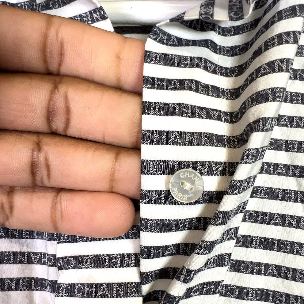 Chanel 2020 Striped Button-Up Shirt