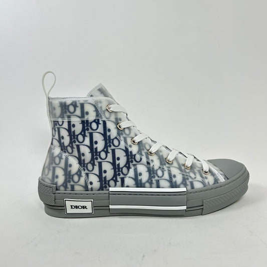 Dior B23 Blue/Grey Oblique Transparent High Top Sneaker Size 43