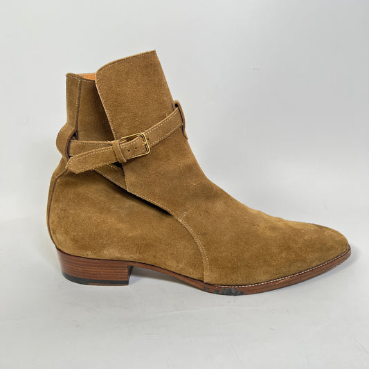 Saint Laurent Tan Suede Western Zip Up Boot Size 45