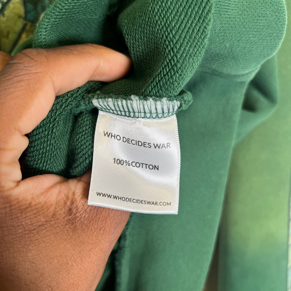 Who Decides War Vintage Green Faded Hoodie