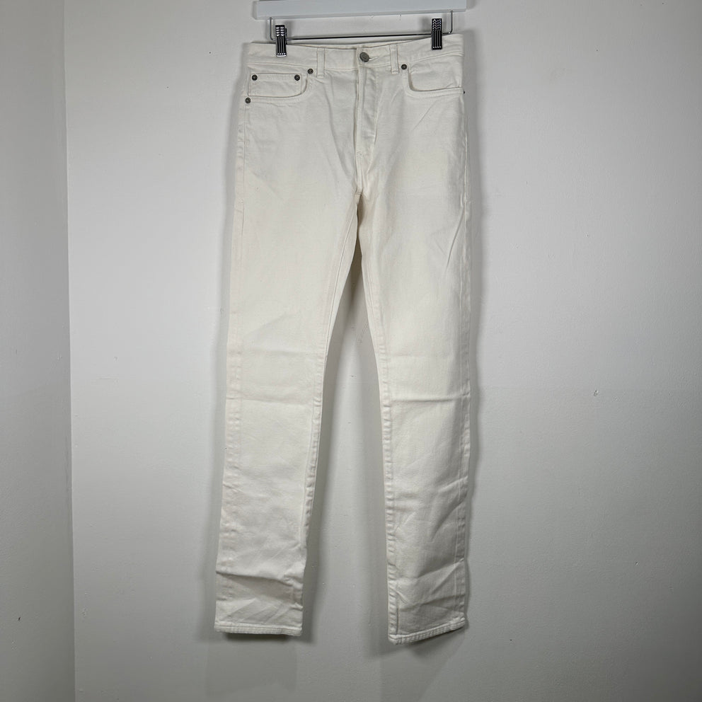 Dior White Embroidered Logo Denim Jean Size 28