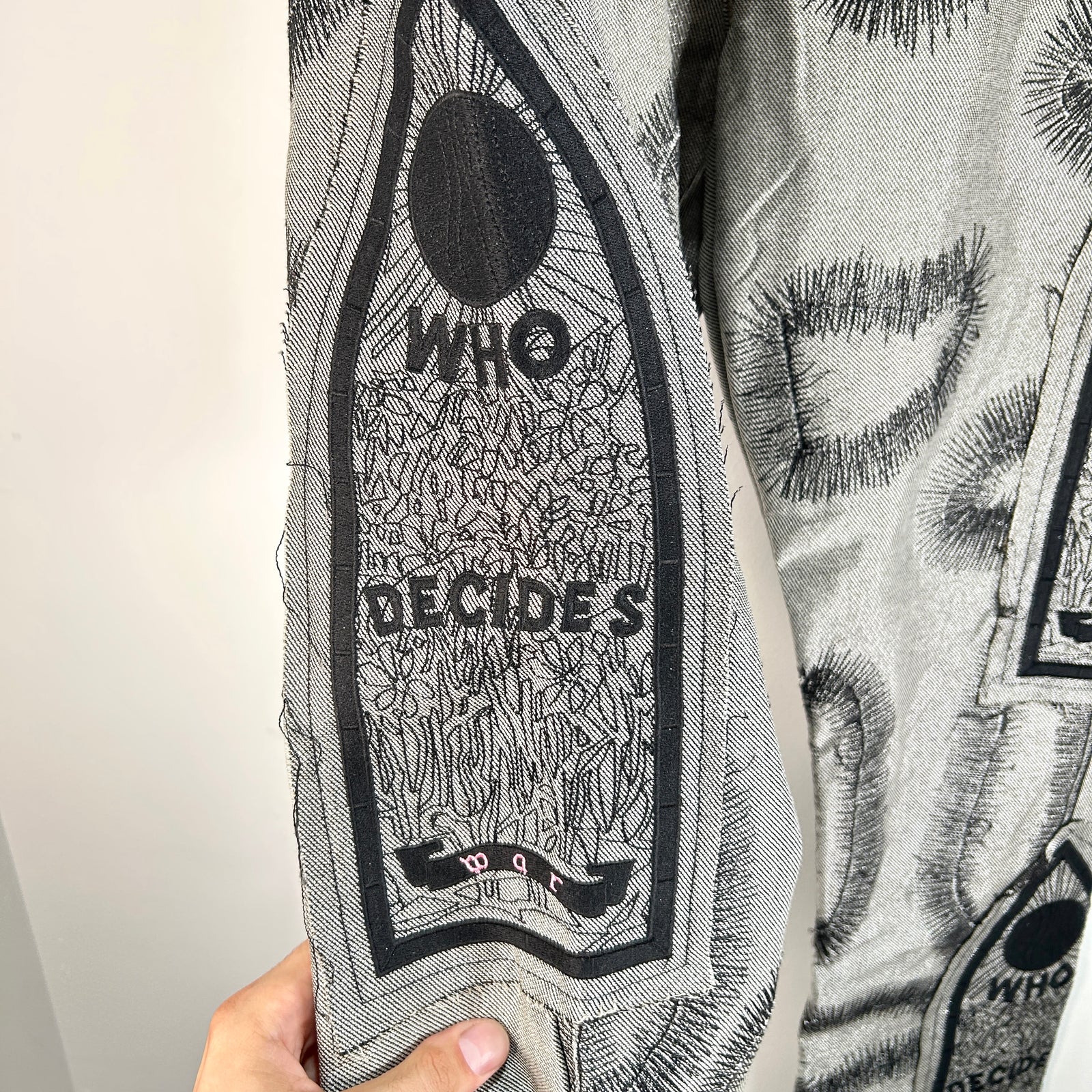 Who Decides War Metallic Silver Stained Glasses Jeans Size 36
