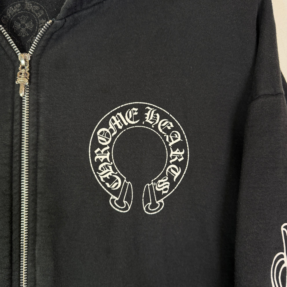 Chrome Hearts Horseshoe Floral Cross Zip-Up Hoodie