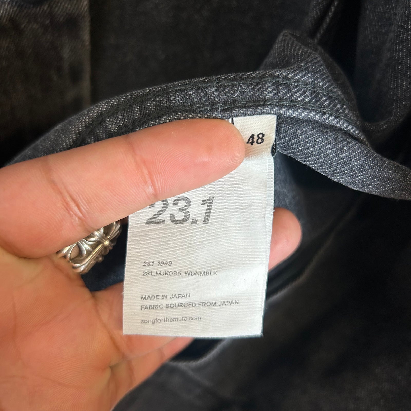 Songs For The Mute Black Washed Worker Denim Jacket Size 48