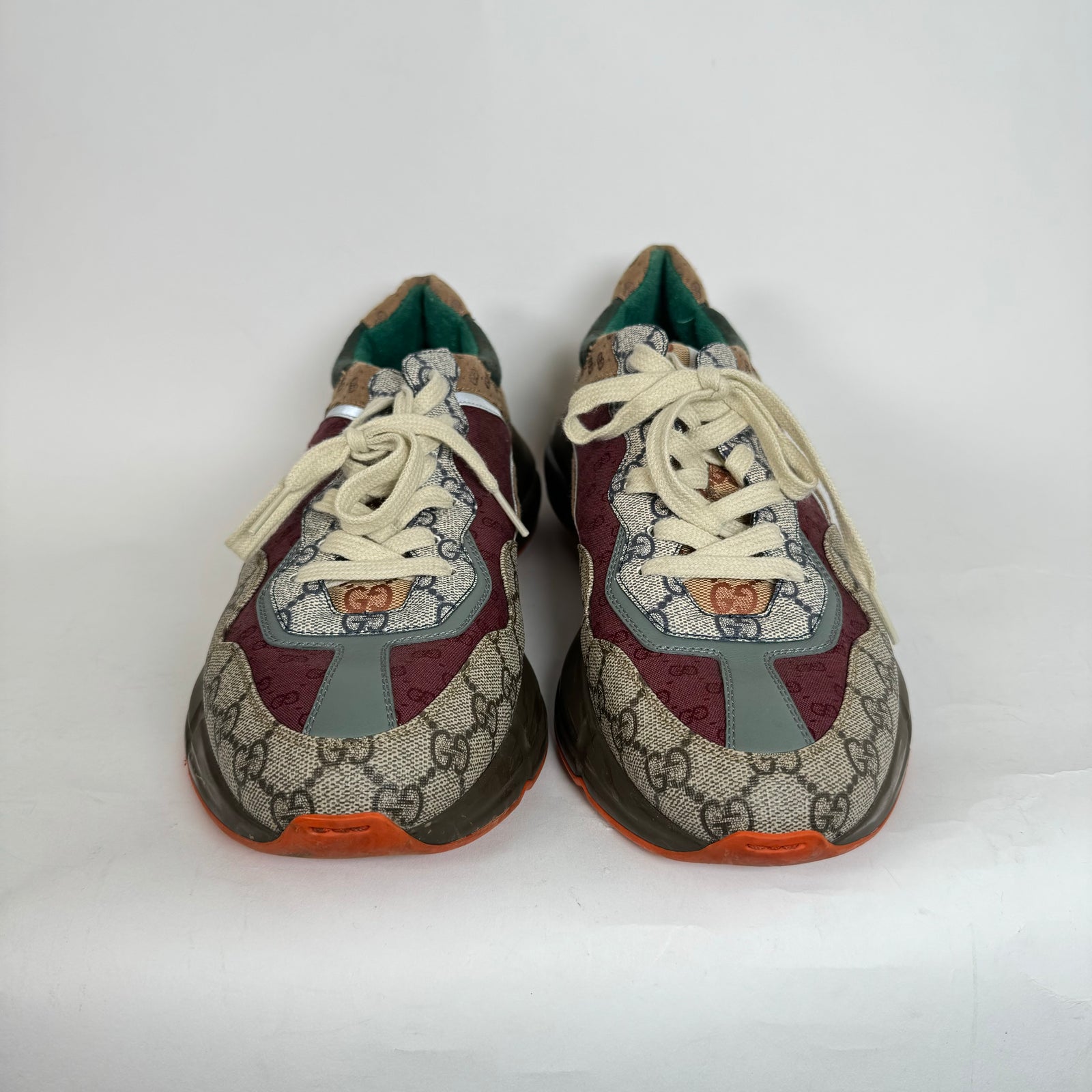 Gucci Burgundy GG Rhyton Sneakers Size 10