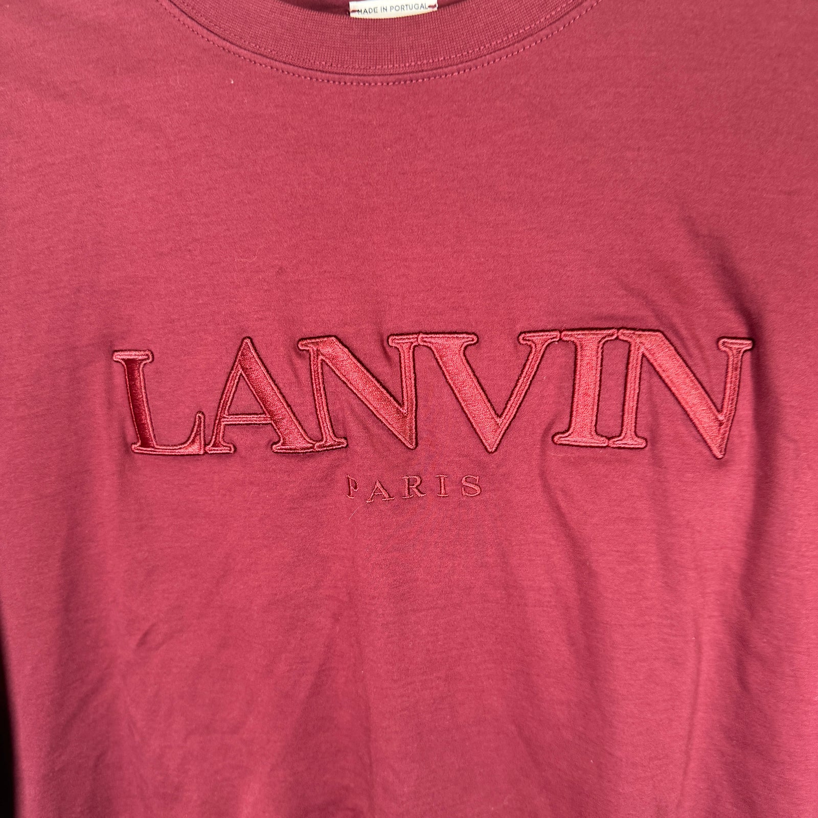 Lanvin Burgundy Logo Tee Size L