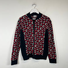 Kenzo Red/Black Monogram Knit Jacket Size S