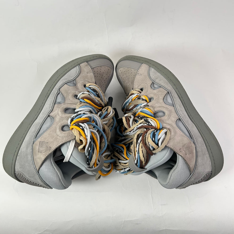 Lanvin Grey Multicolor Lace Curb Sneakers Size 44