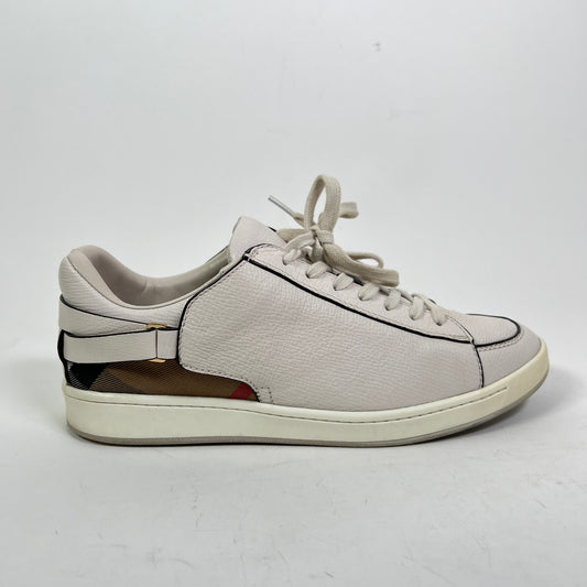 Burberry White Check Leather Low-Top Sneaker