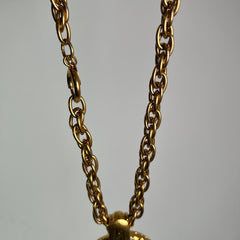 Chanel Vintage Gold Plated Cutout Logo Medallion Pendent Necklace