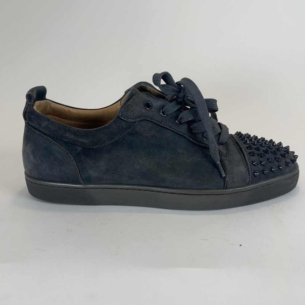 Christian Louboutin Grey Suede Junior Spikes Orlato Lowtop Sneakers