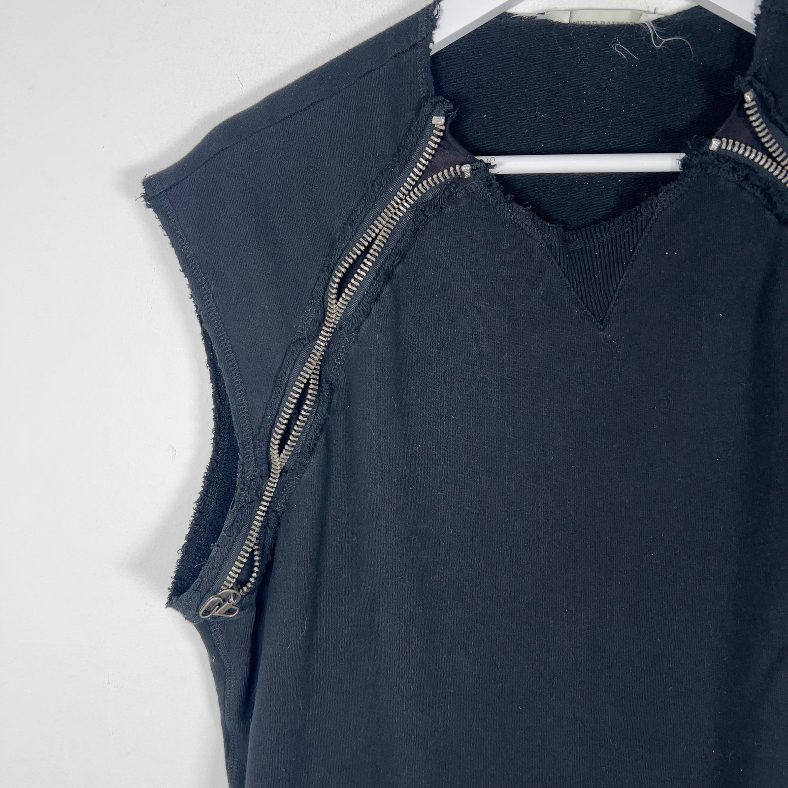 Balmain Cut-Off Zipper Crewneck