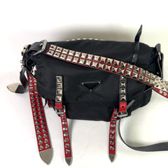 Prada 2018 New Vela Nylon Studded Messenger Bag