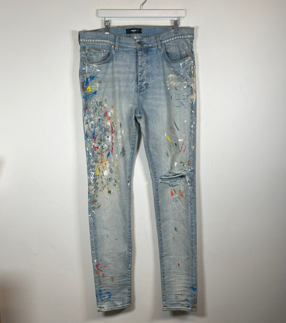 Amiri Lightwash Paint Splatter Jeans Size 38