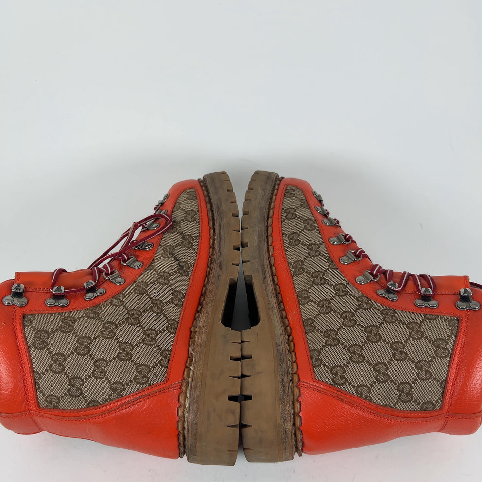 Gucci x The North Face GG Canvas Lace Up Hiking Boots