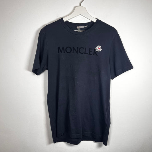 Moncler Navy Flocked Logo Tee Size S