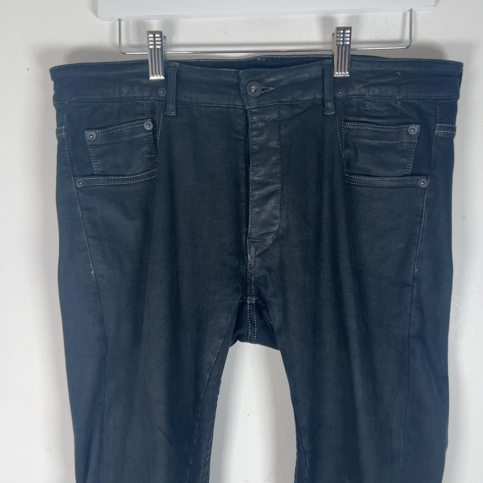 Rick Owens Waxed 'Detroit Cut' Denim Jeans