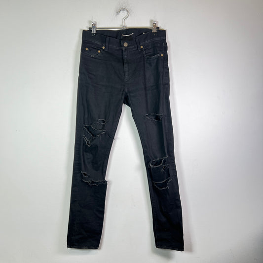 Saint Laurent Black D02 Crash Denim Size 27