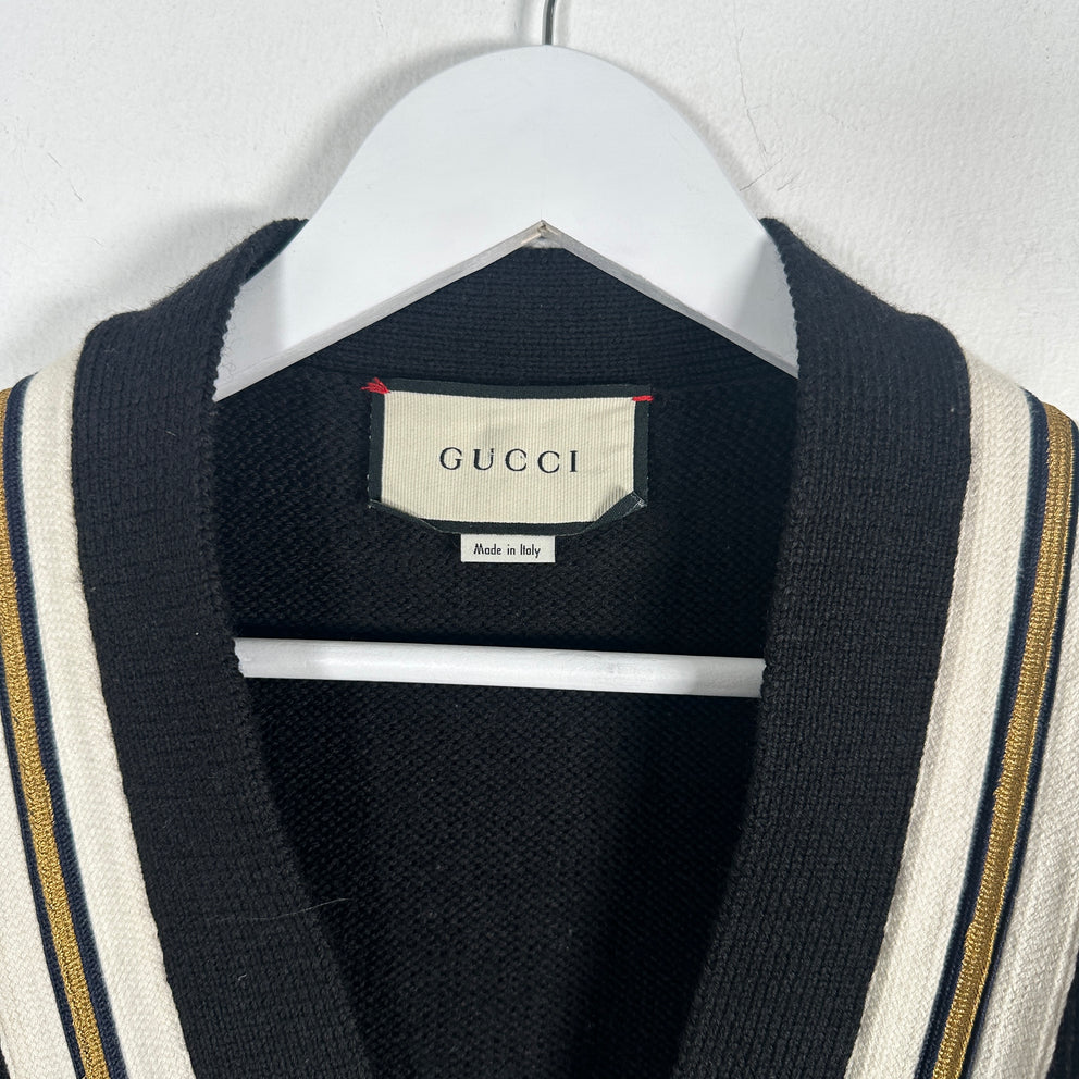 Gucci Black Striped Bee Cardigan Sweater Size XS