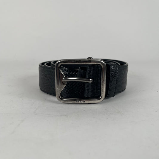 Prada Black Leather Belt Size 34