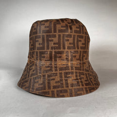Fendi FF Monogram Waxed Bucket Hat Sz L
