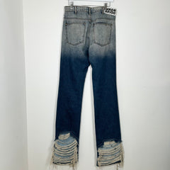 Who Decides War Distressed Mural Flare Jeans Size 28