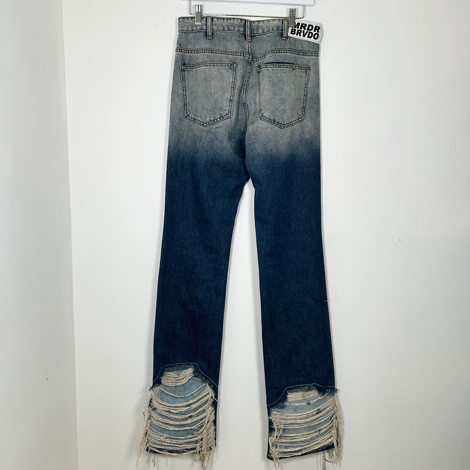 Who Decides War Distressed Mural Flare Jeans Size 28