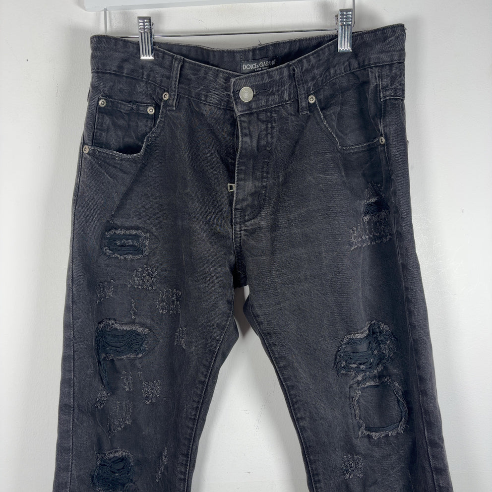 Dolce Gabbana Distressed Patch Jeans